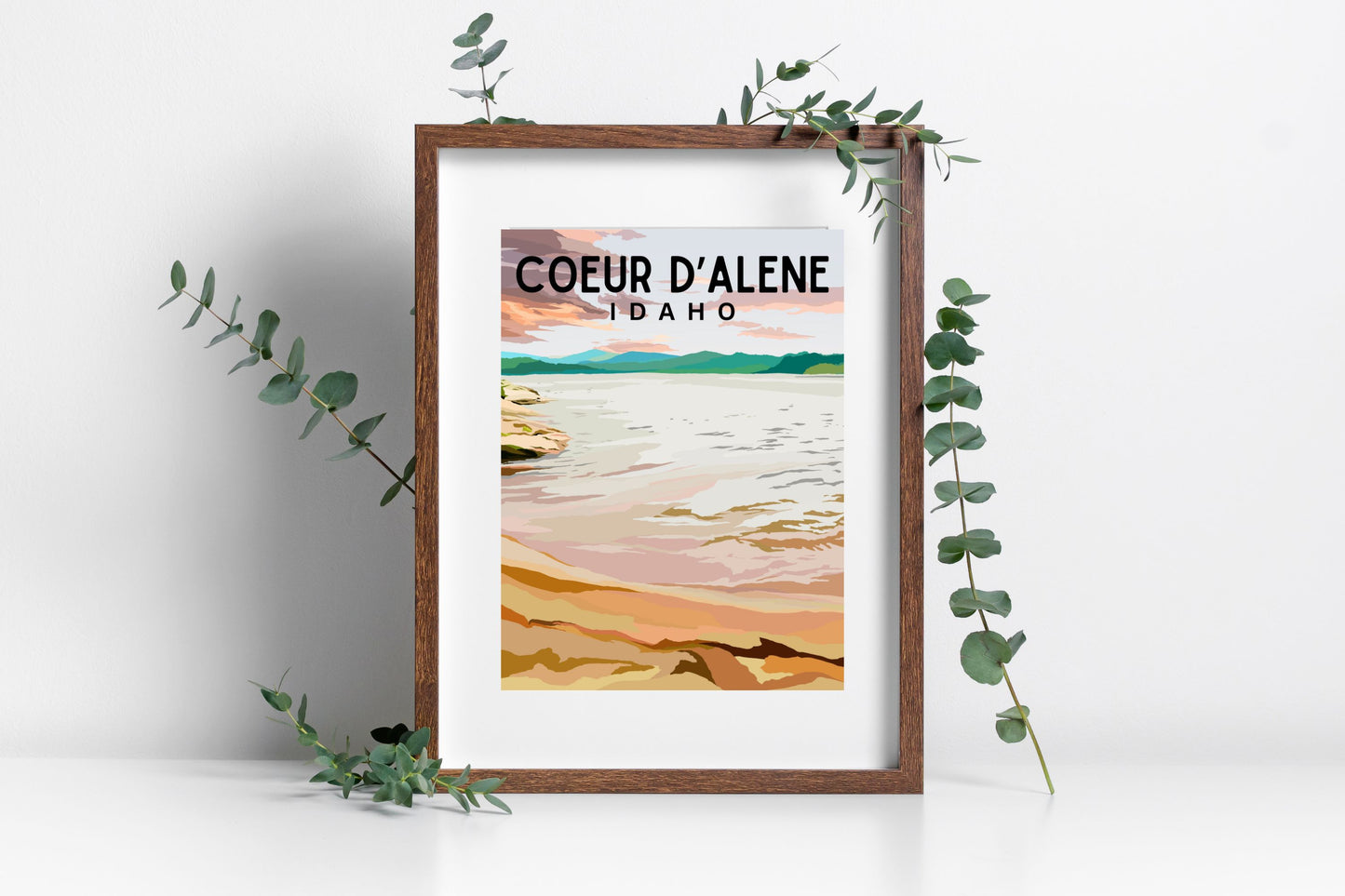 Coeur d'Alene, Idaho | Travel Poster Art Print - Wild Life Design Co.
