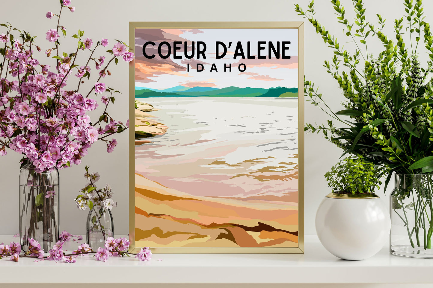Coeur d'Alene, Idaho | Travel Poster Art Print - Wild Life Design Co.