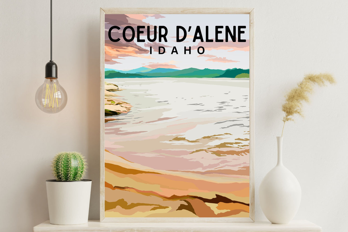 Coeur d'Alene, Idaho | Travel Poster Art Print - Wild Life Design Co.