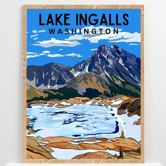 Lake Ingalls & Mt. Stuart | Travel Poster Art Print - Wild Life Design Co.