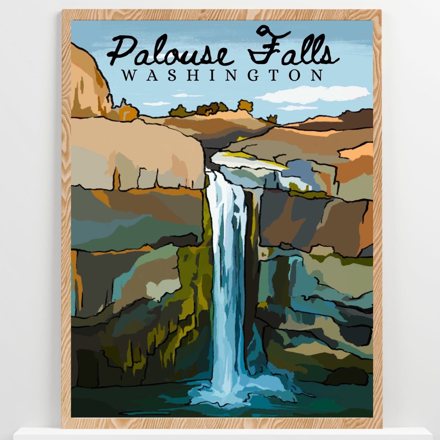 Palouse Falls, Washington | Travel Poster Art Print - Wild Life Design Co.