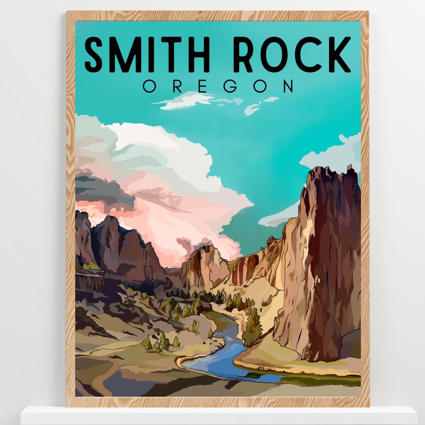 Smith Rock State Park, Oregon | Travel Poster Art Print - Wild Life Design Co.