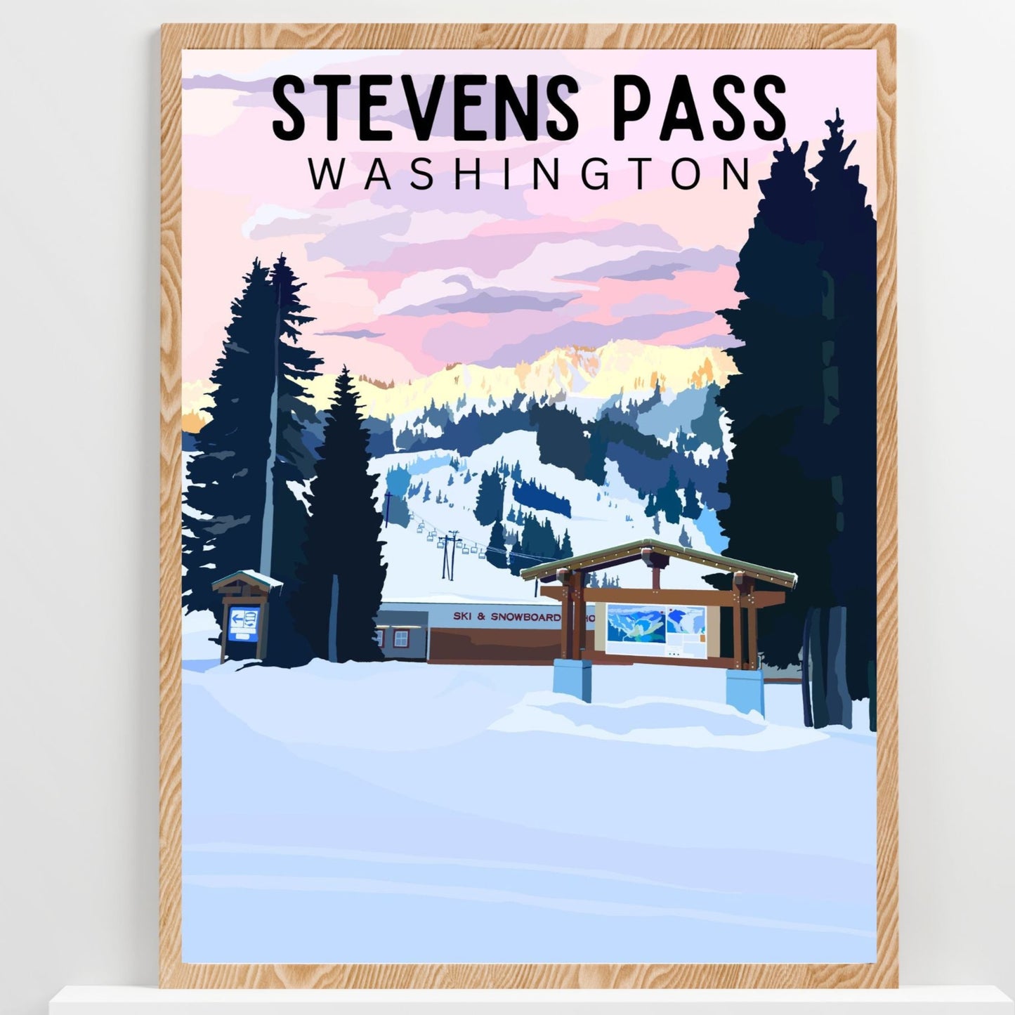 Stevens Pass, Washington | Travel Poster Art Print - Wild Life Design Co.