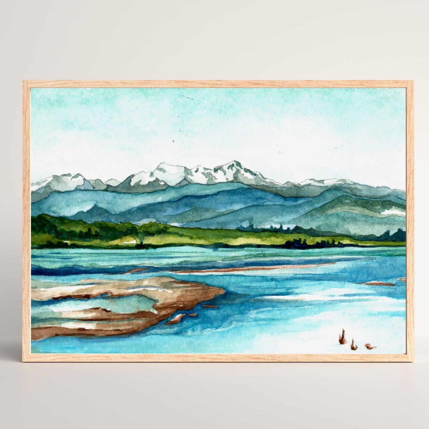 View of the Olympic Mountains | Original Watercolor Painting