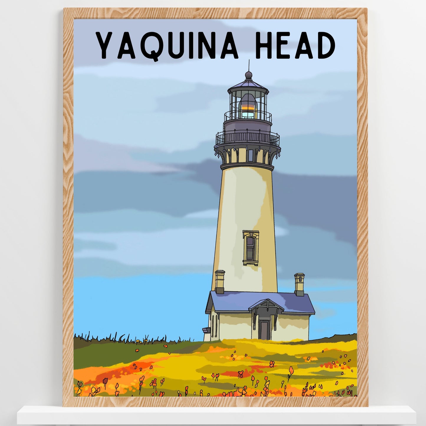 Yaquina Head Lighthouse, Oregon | Travel Poster Art Print - Wild Life Design Co.