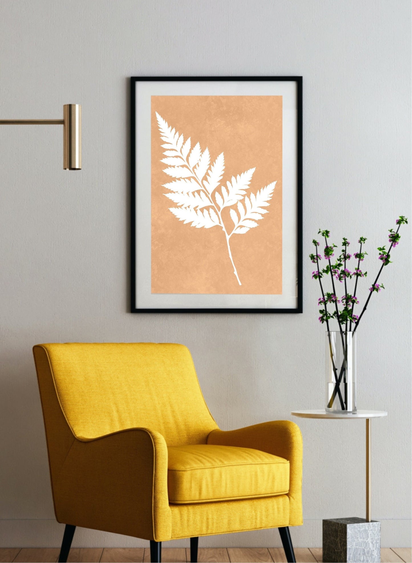 Tan Leaf Graphic Print | Minimalist Floral Print
