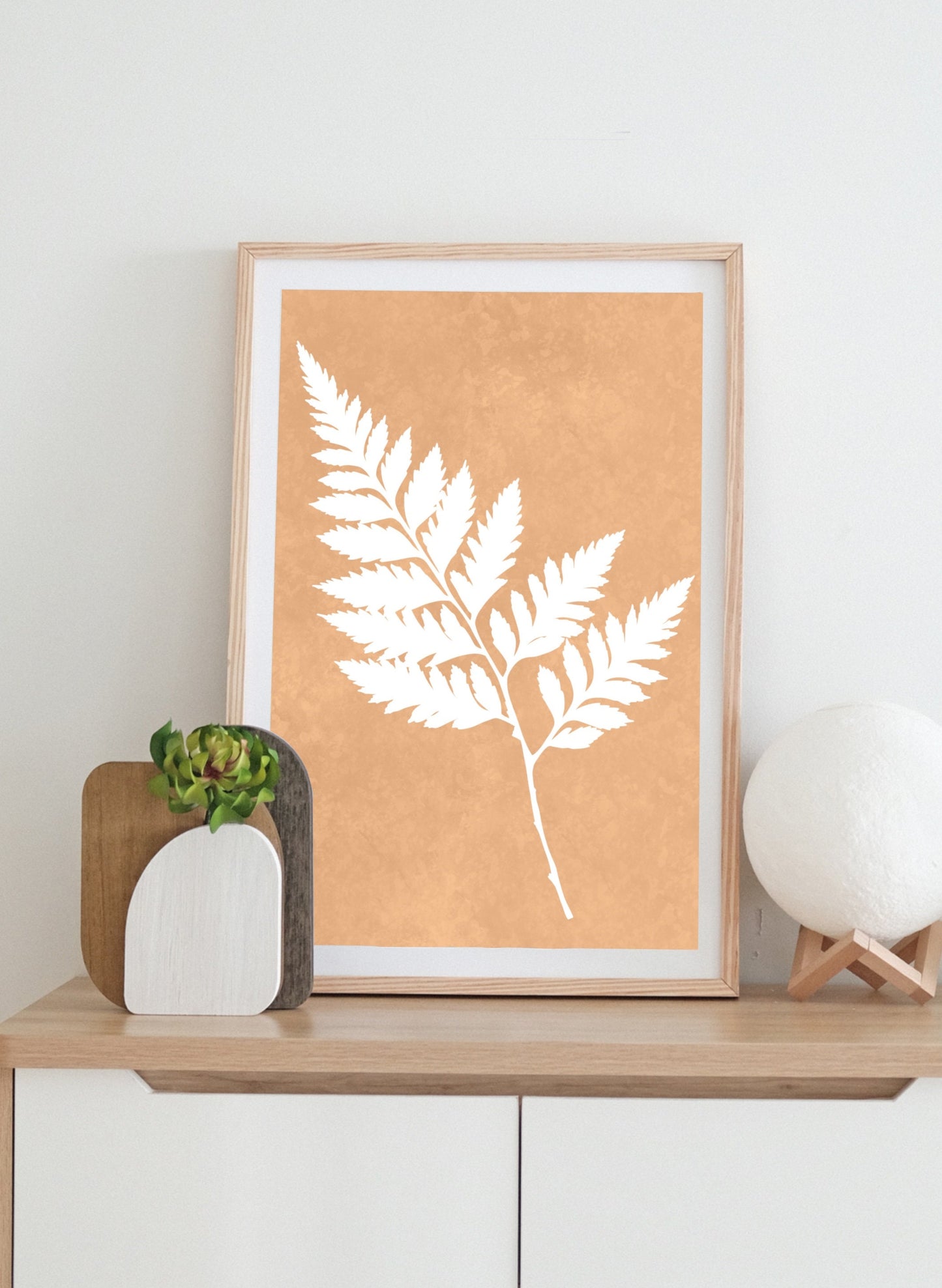 Tan Leaf Graphic Print | Minimalist Floral Print