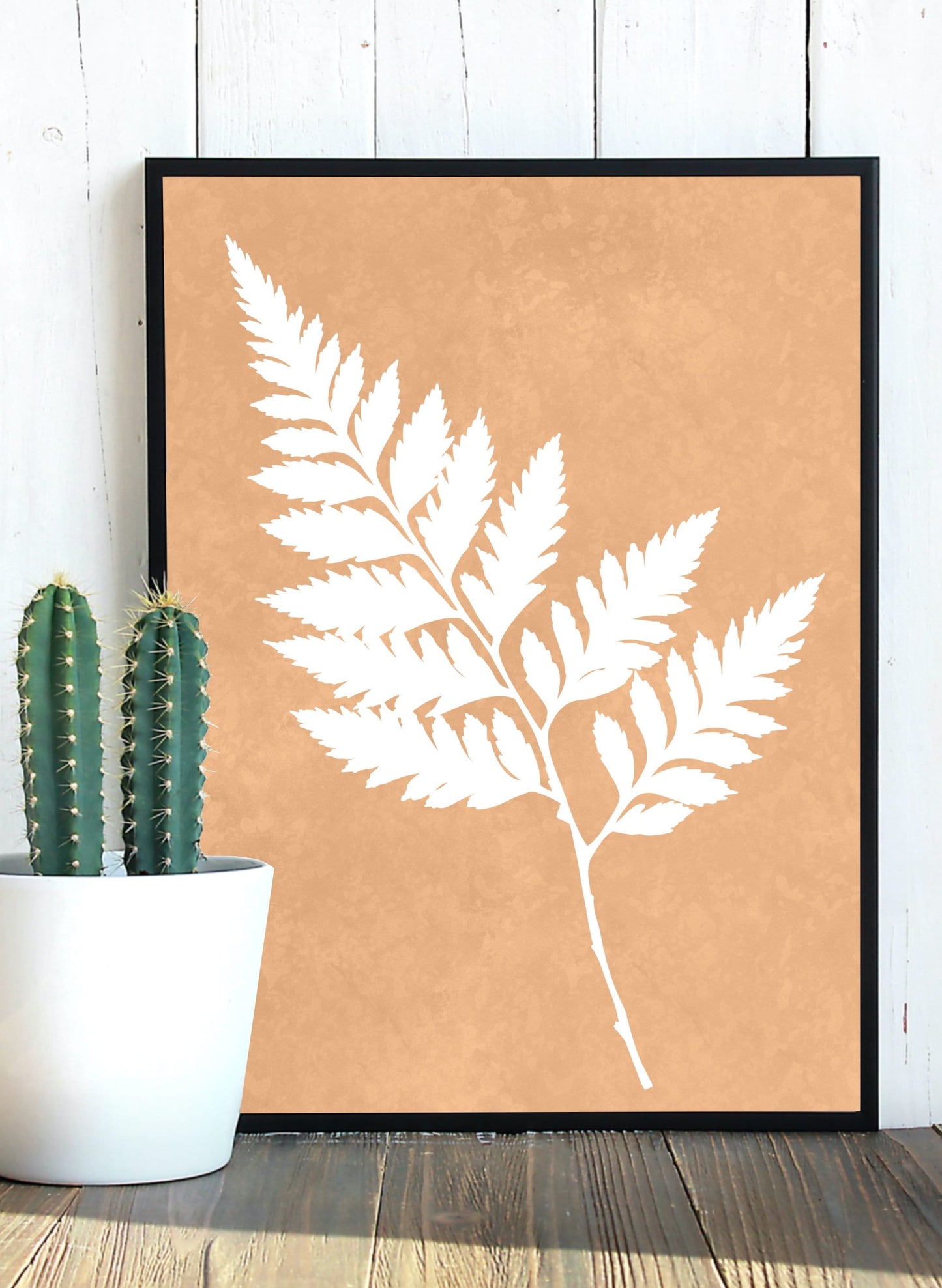 Tan Leaf Graphic Print | Minimalist Floral Print
