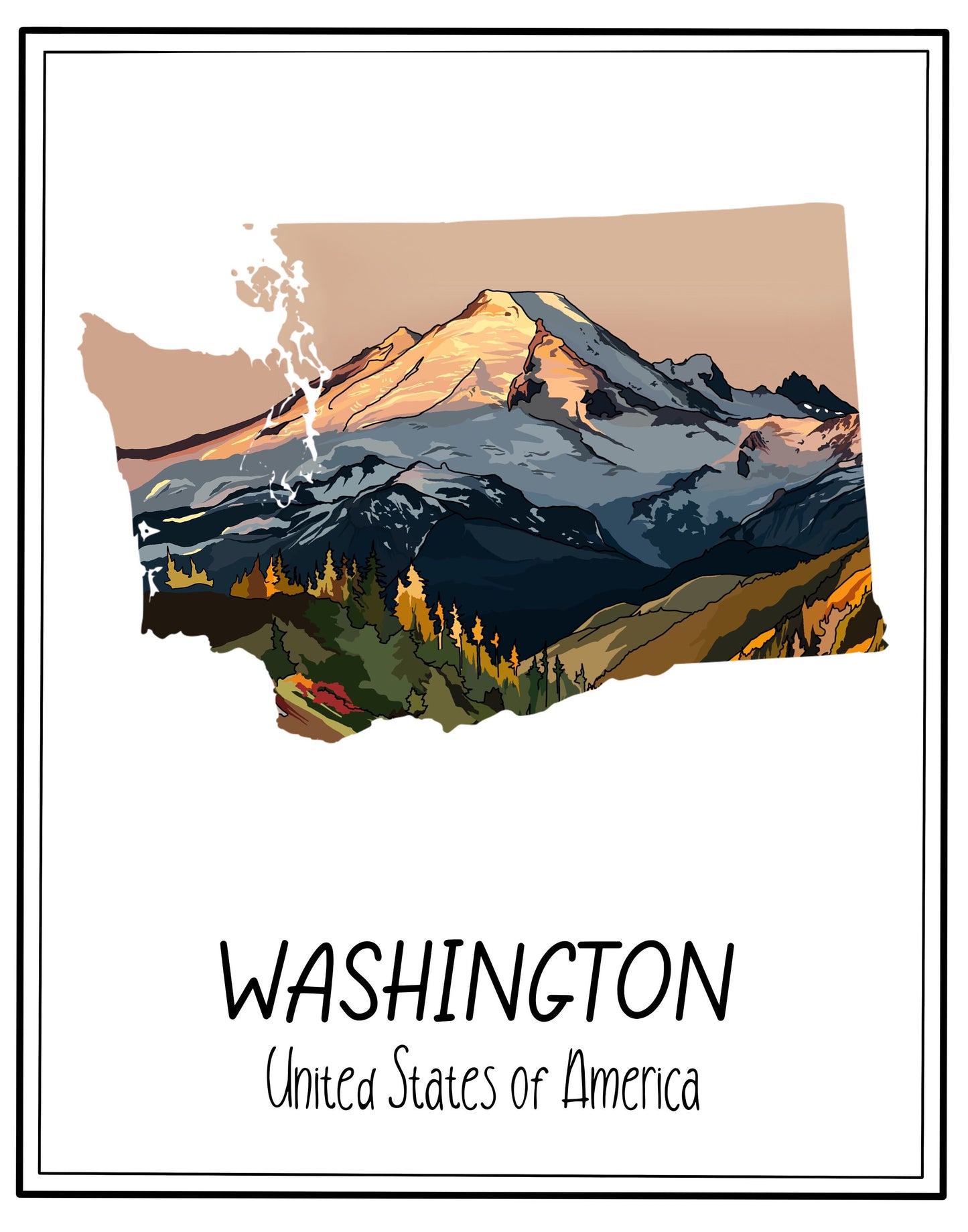 Washington Poster | State Travel Print