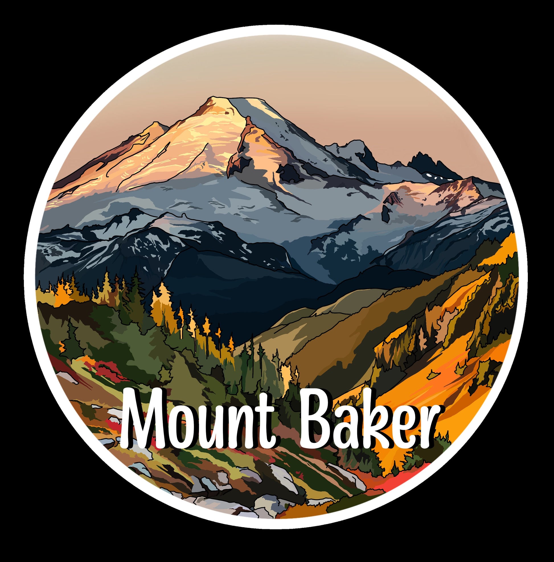 Mount Baker, Washington Sticker - North Cascades mountains sticker, Vinyl Decal, Waterproof Outdoor Use, UV resistant Decal