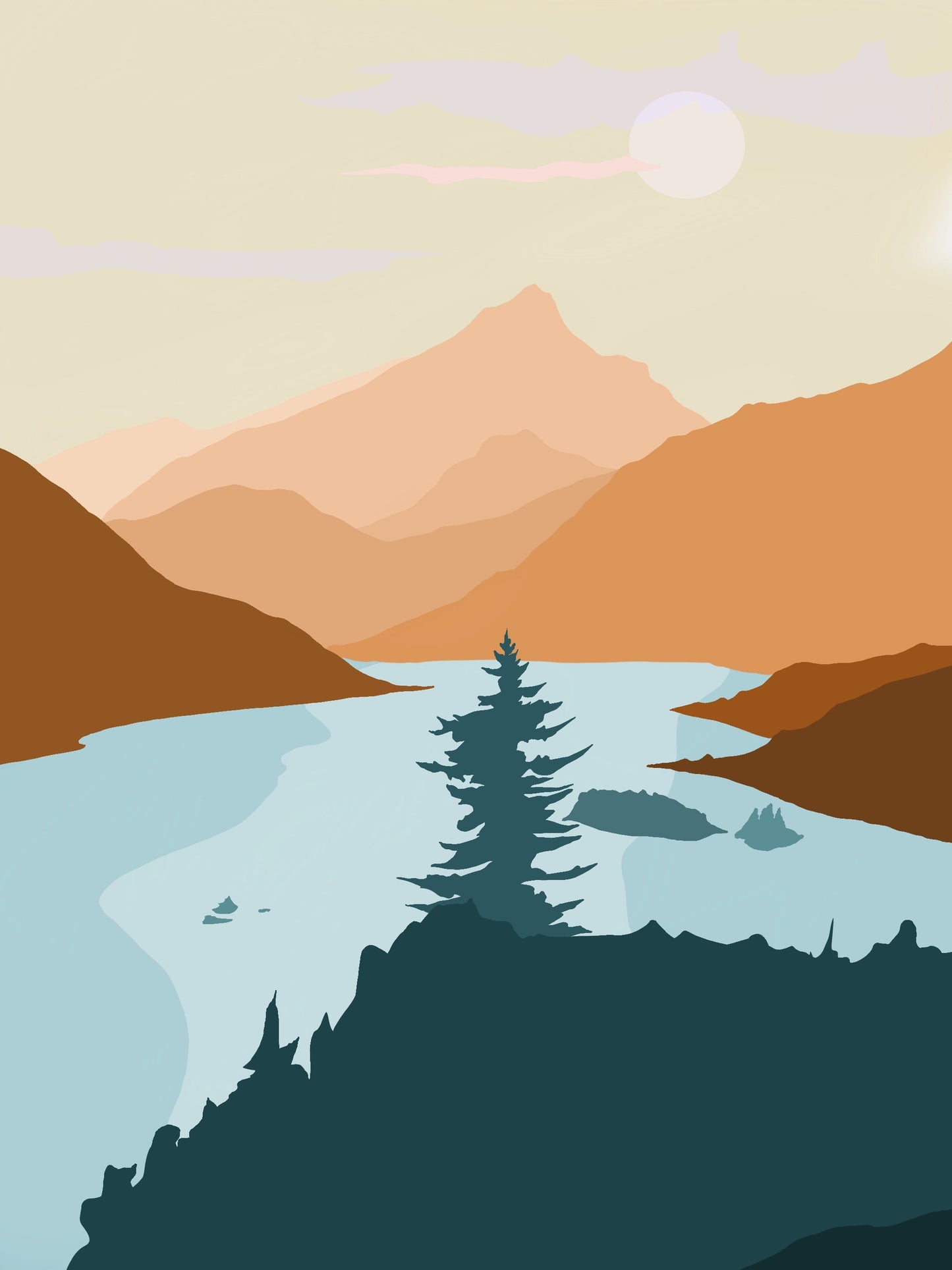 Mountain Landscape | Graphic Art Print in Multiple Sizes