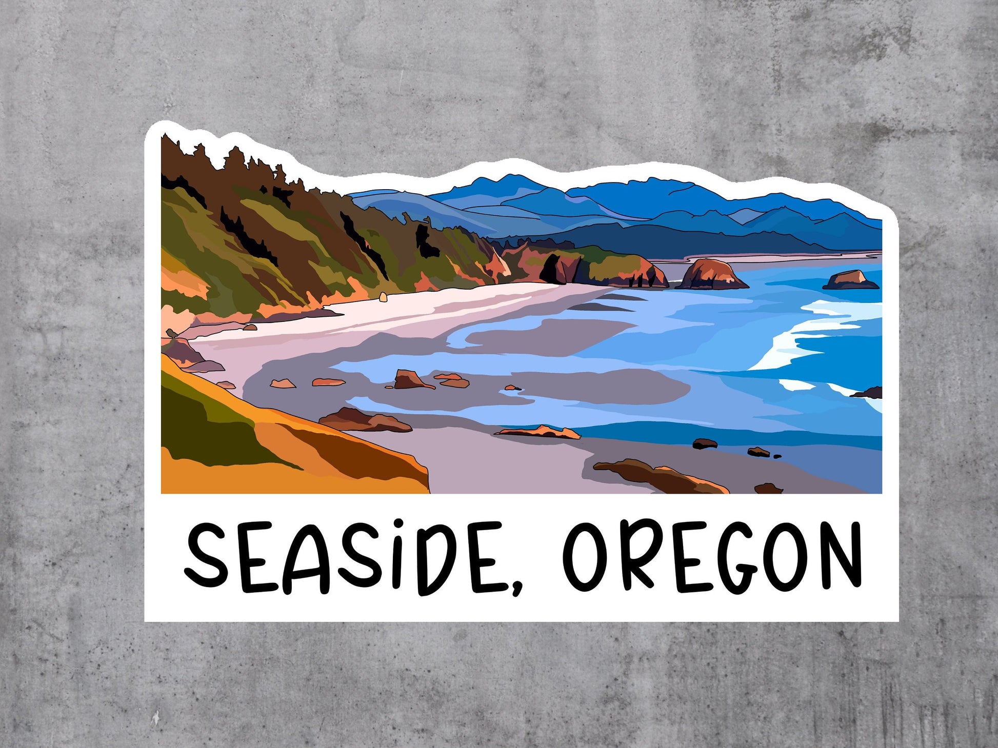 Seaside, Oregon Sticker - Oregon Coast City Vinyl Decal, Waterproof Outdoor Use, UV resistant Decal, Pacific Northwest