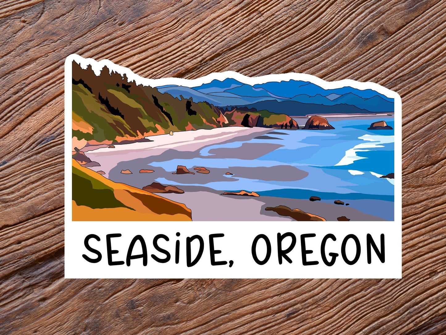 Seaside, Oregon Sticker - Oregon Coast City Vinyl Decal, Waterproof Outdoor Use, UV resistant Decal, Pacific Northwest