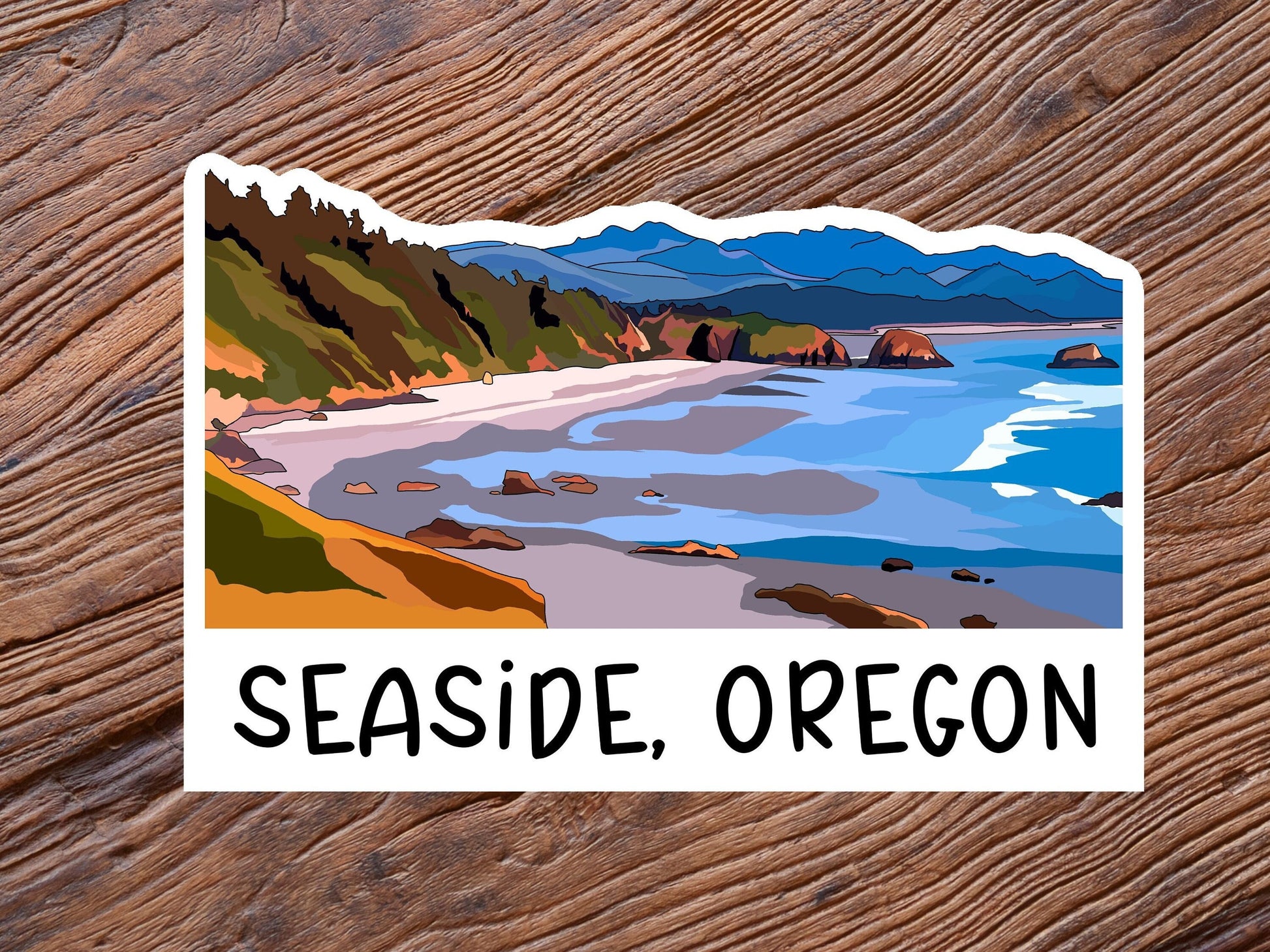 Seaside, Oregon Sticker - Oregon Coast City Vinyl Decal, Waterproof Outdoor Use, UV resistant Decal, Pacific Northwest