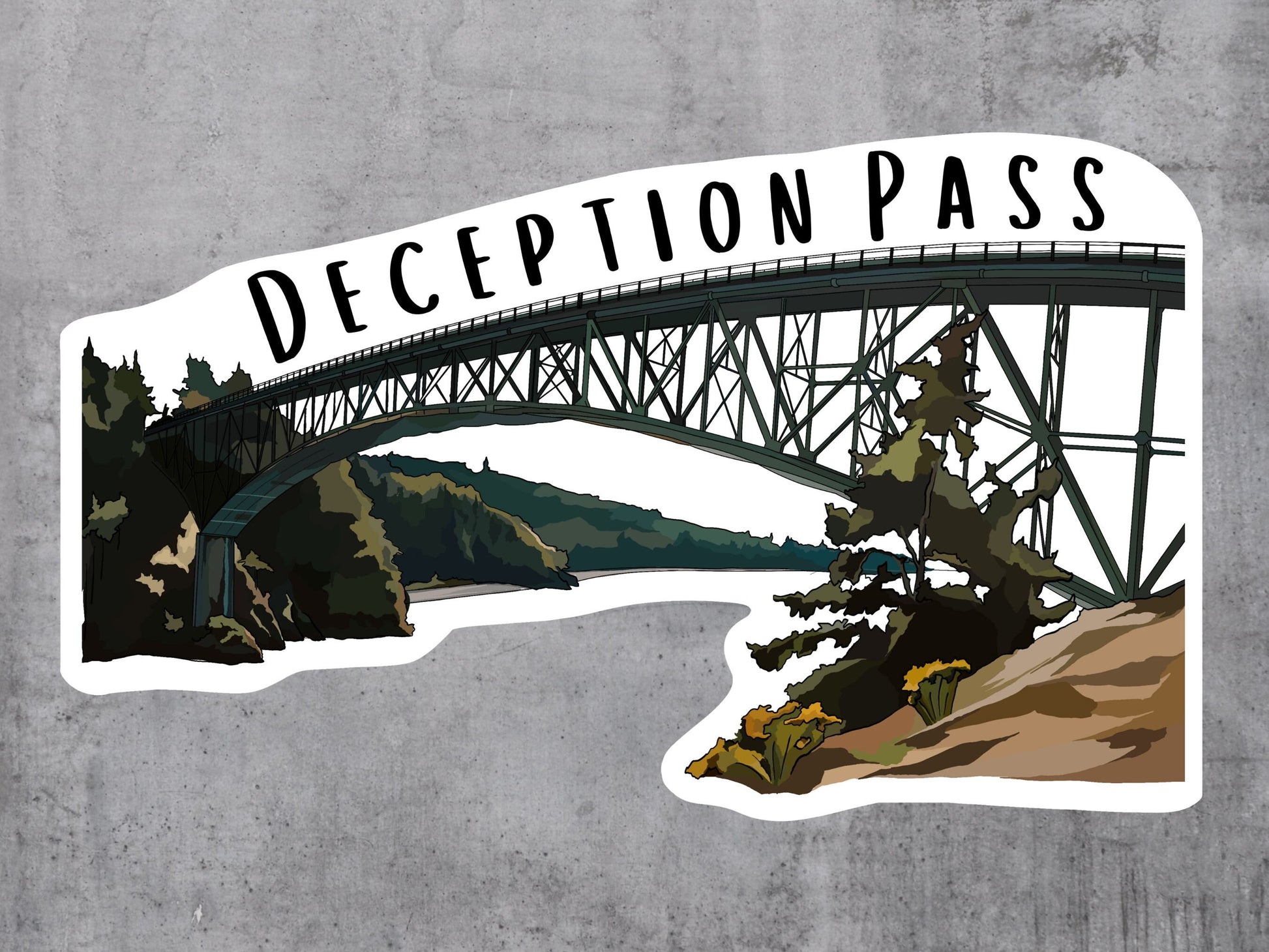 Deception Pass, Washington Sticker - State Park, Whidbey Island - Vinyl Decal, Waterproof Outdoor Use, UV resistant Decal, Pacific Northwest