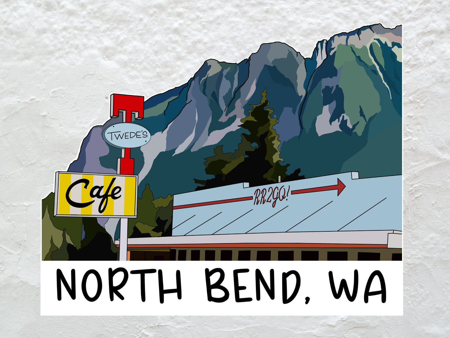 North Bend, Washington Sticker - Mt. Si and Little Si Vinyl Decal, Waterproof Outdoor Use, UV resistant Decal, Pacific Northwest