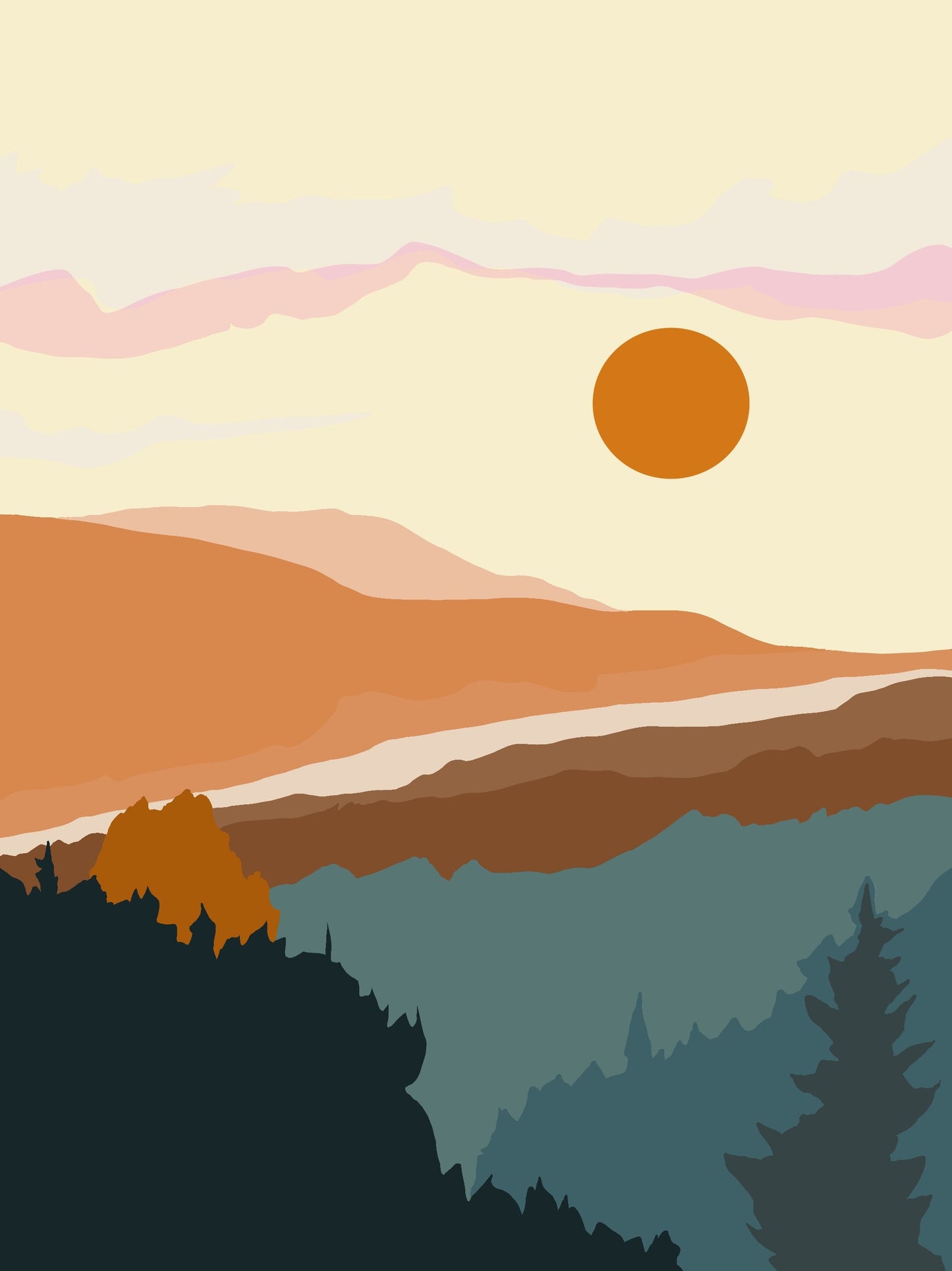 Columbia River Gorge | Washington and Oregon Graphic Art Print