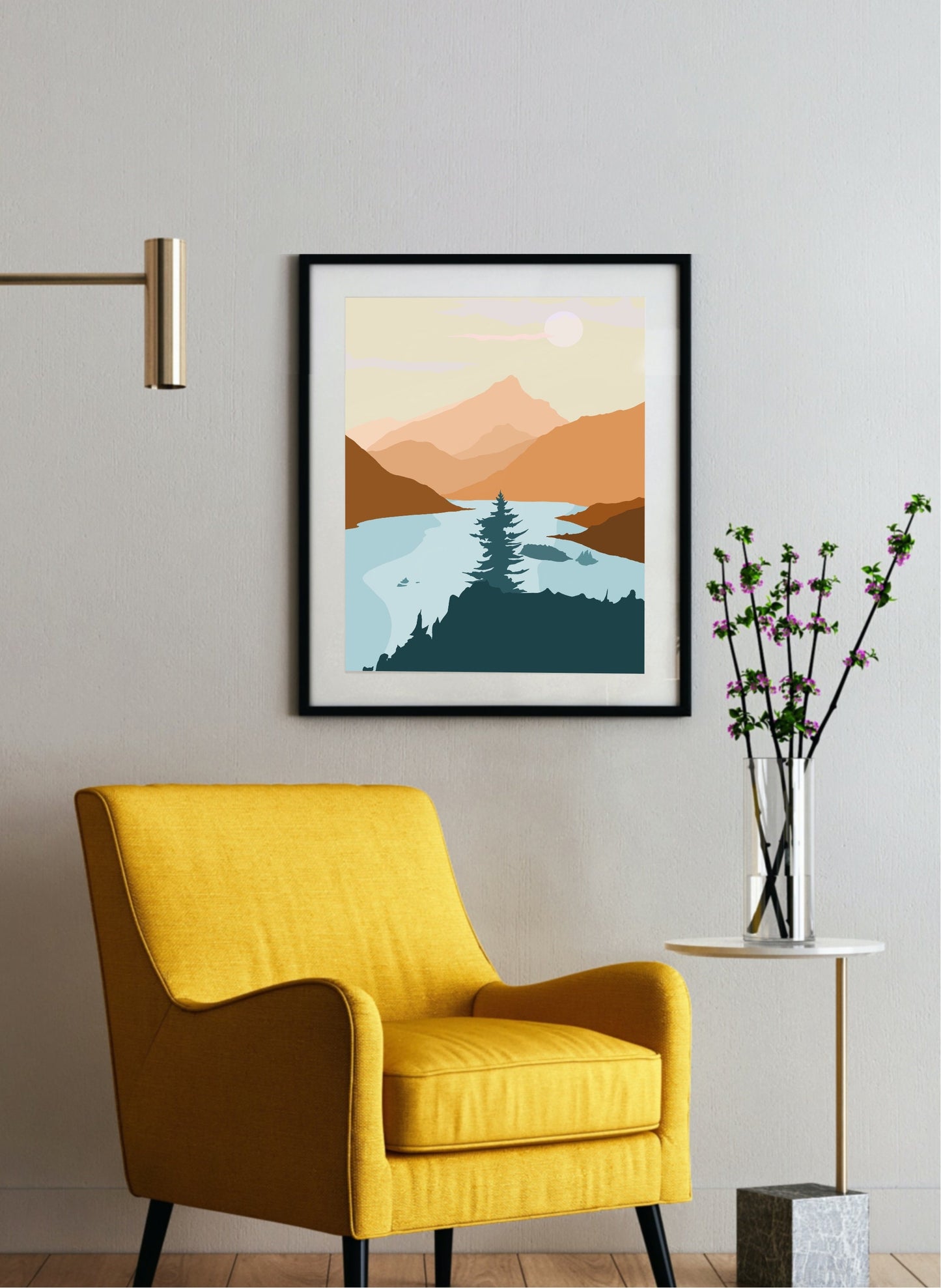 Mountain Landscape | Graphic Art Print in Multiple Sizes