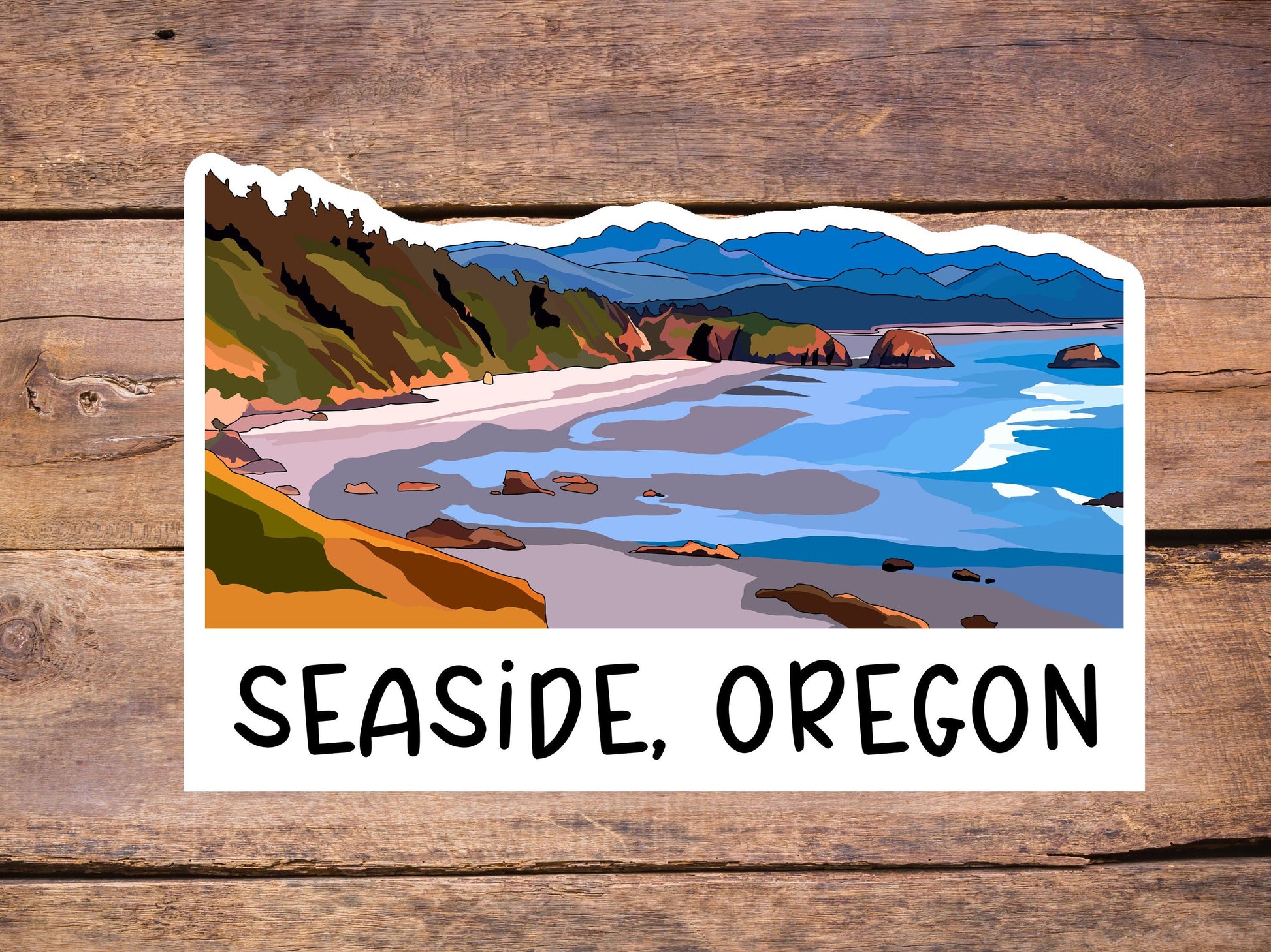 Seaside, Oregon Sticker - Oregon Coast City Vinyl Decal, Waterproof Outdoor Use, UV resistant Decal, Pacific Northwest
