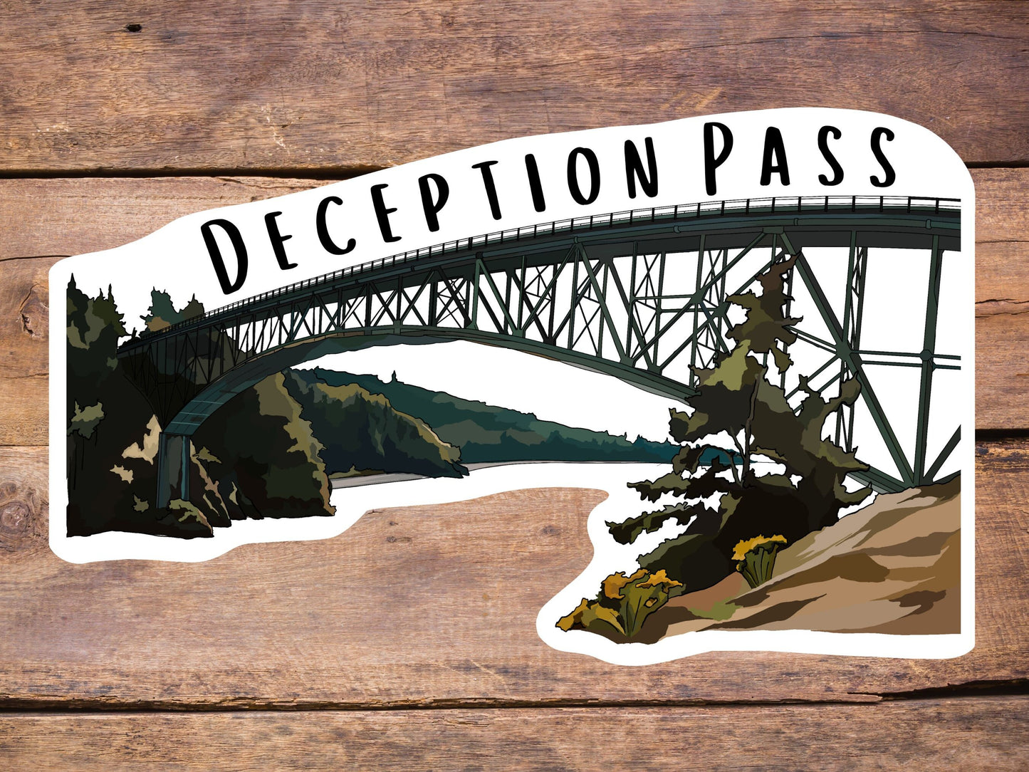 Deception Pass, Washington Sticker - State Park, Whidbey Island - Vinyl Decal, Waterproof Outdoor Use, UV resistant Decal, Pacific Northwest