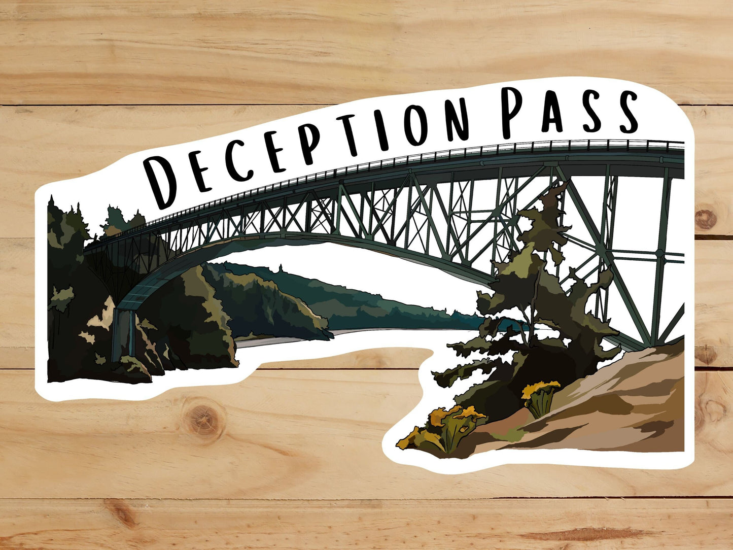 Deception Pass, Washington Sticker - State Park, Whidbey Island - Vinyl Decal, Waterproof Outdoor Use, UV resistant Decal, Pacific Northwest