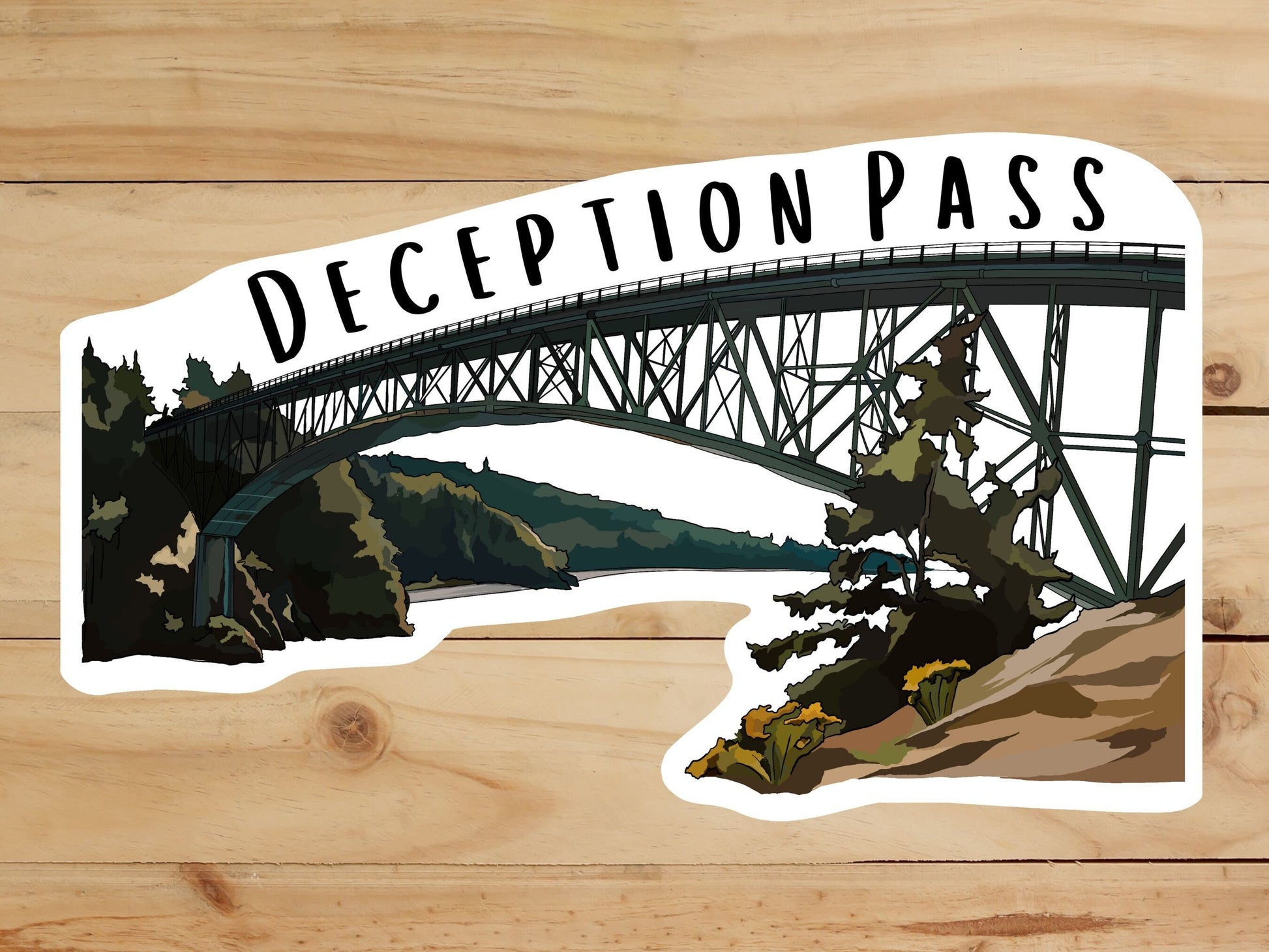 Deception Pass, Washington Sticker - State Park, Whidbey Island - Vinyl Decal, Waterproof Outdoor Use, UV resistant Decal, Pacific Northwest