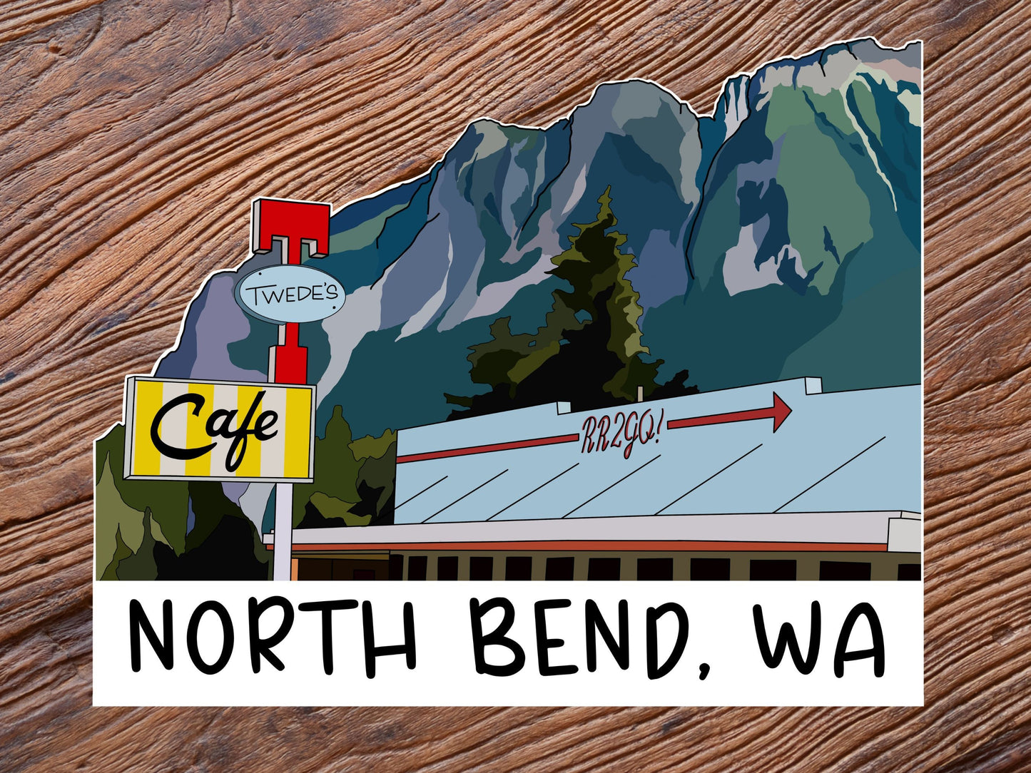 North Bend, Washington Sticker - Mt. Si and Little Si Vinyl Decal, Waterproof Outdoor Use, UV resistant Decal, Pacific Northwest